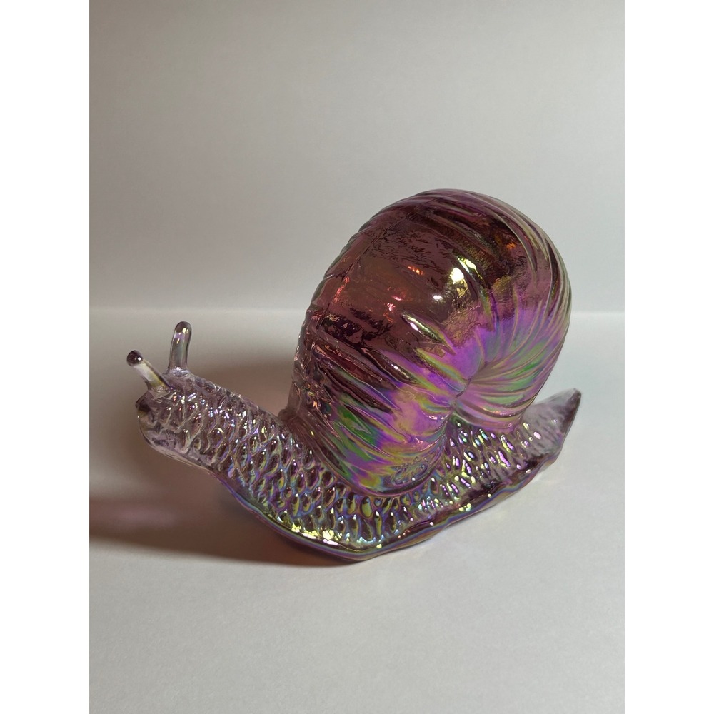 Fenton Art Glass Company Vintage Iridescent Snail Madras Pink Handmade Textured - Picture 7 of 16